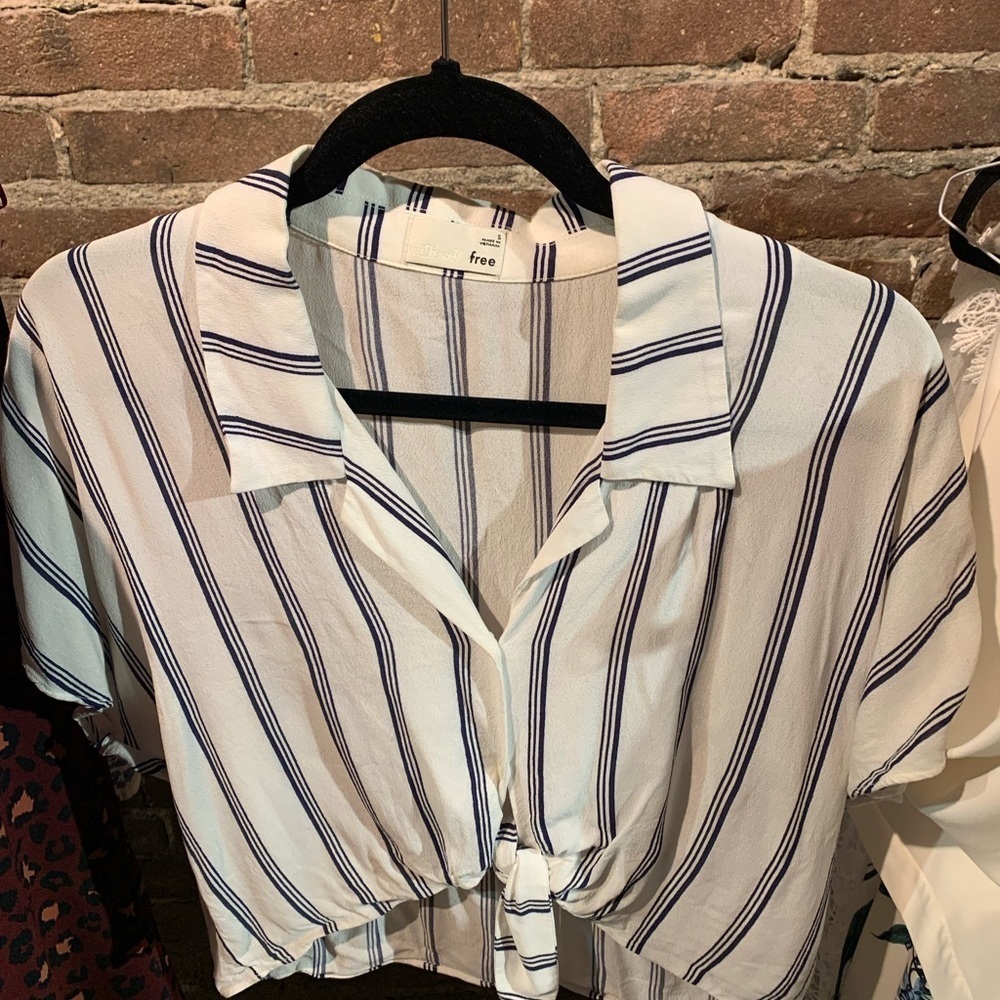 Striped White and Blue Women's Top